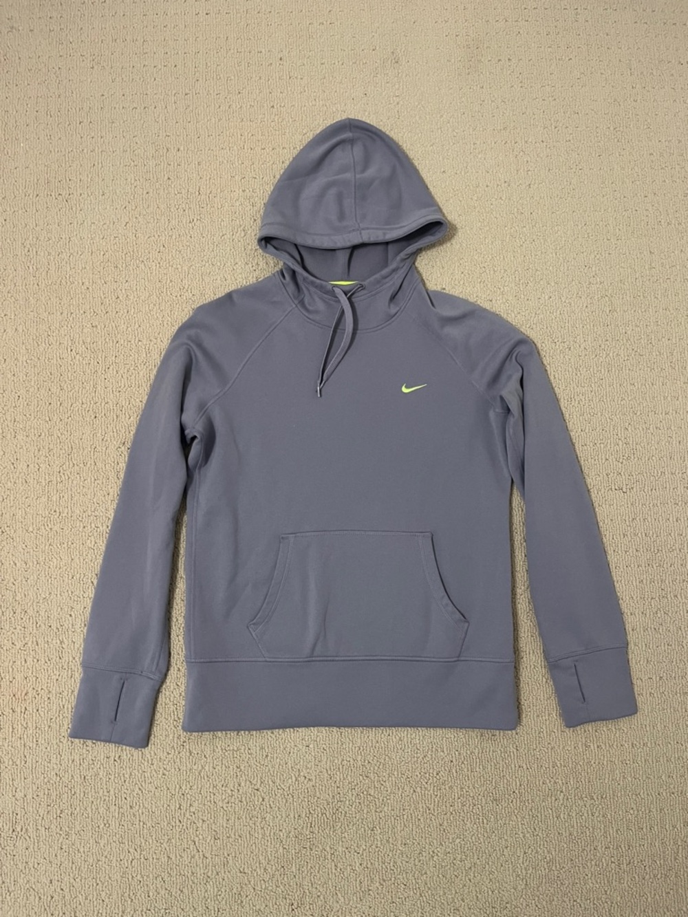 Nike Women’s Gray Hoodie with Neon Yellow Swoosh